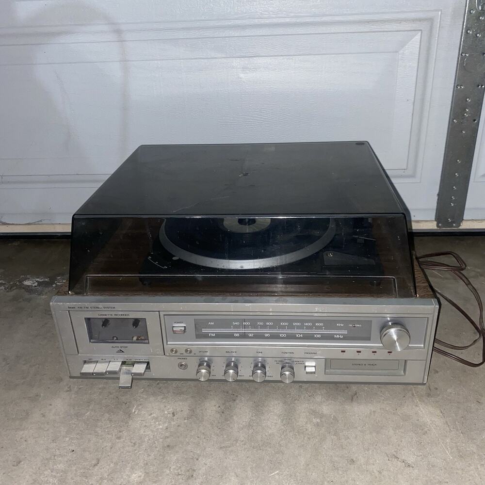 Vintage Sears AM/FM Stereo System Turntable Cassette 8 Track 304.91916 150 Parts